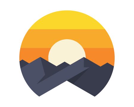 Illustration of sun behind mountains